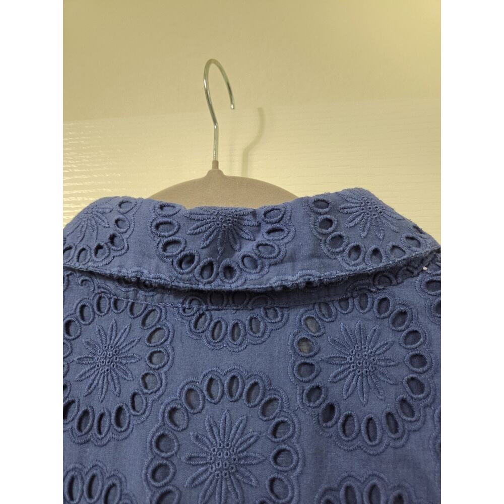 Figue Isabella Blue Eyelet Embroidered Cutout Sleeves Boho Mini Dress, Size XL - Picture 13 of 16